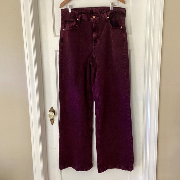 GAP High Rise Stride Wide-Leg Jeans Purple Red Size 32 14 Tall Fall Denim Wide - Picture 3 of 16